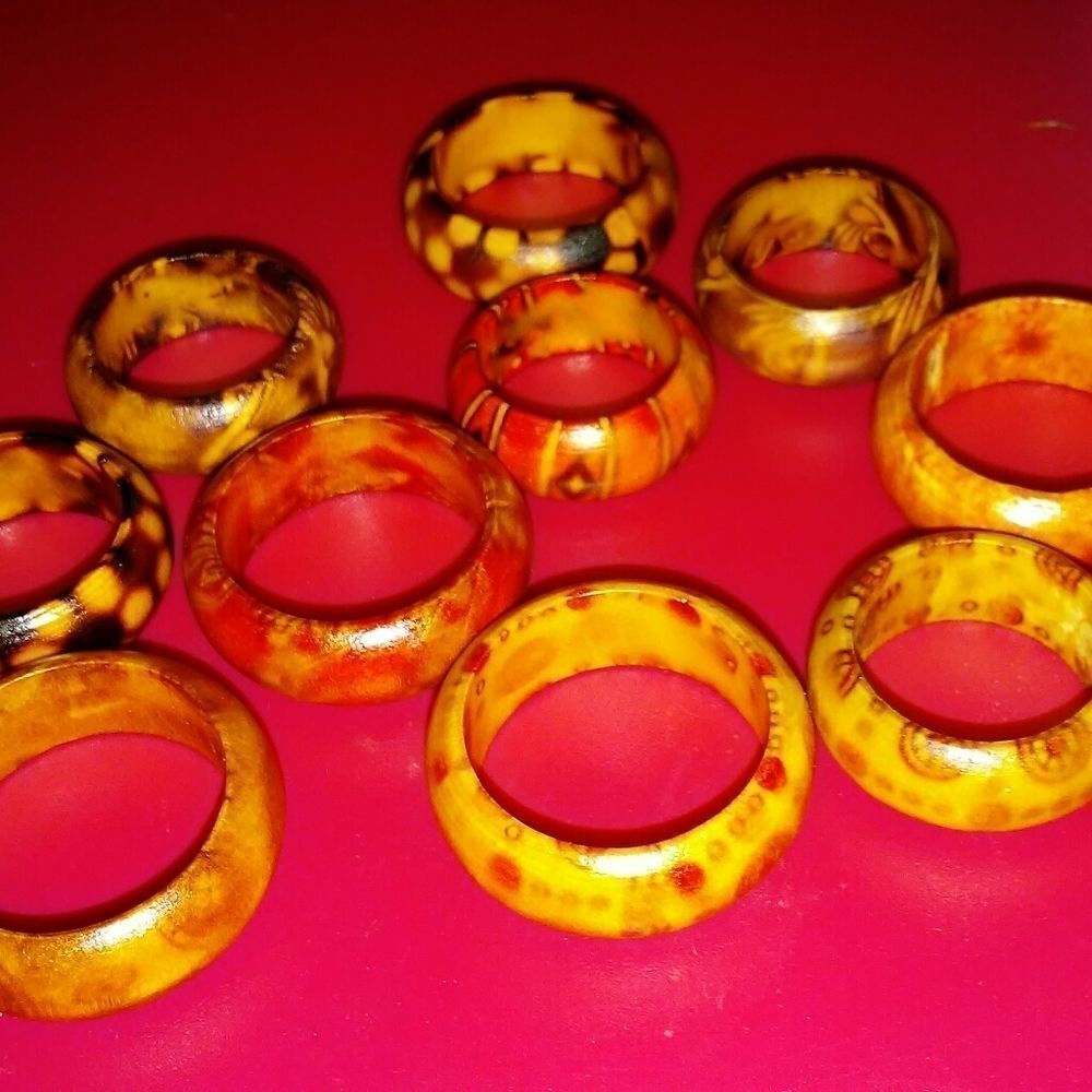 10 Bamboo rings with various designs